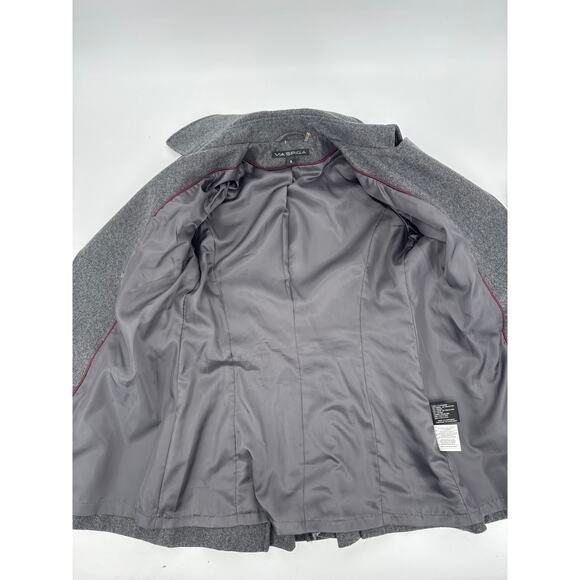 Via Spiga Gray Wool Blend Belted Peacoat Structured Winter Coat Size 4 EUC - Picture 6 of 8